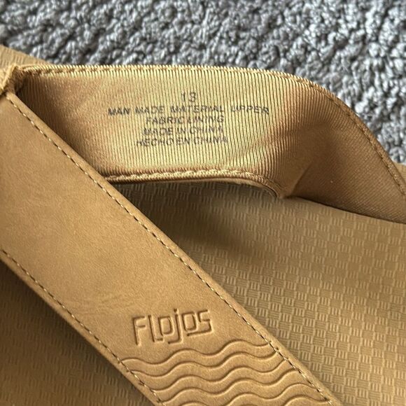 Flojos Men's‎ Tan Thong Flip-Flop Sandals Size 13 Wide Strap Casual Comfort - Picture 9 of 9
